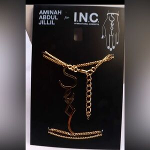 NWT HAND BRACELET BY AMINAH ABDUL JILLIL FOR INC GOLD TONE